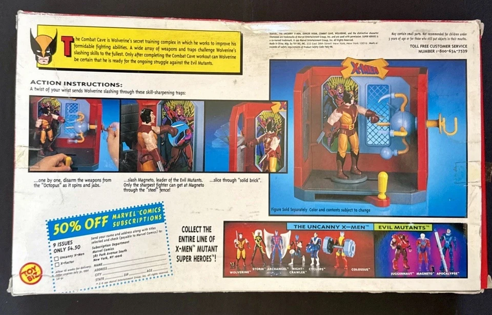 Marvel X-Men Wolverine Combat Cave Danger Room Juego De Colección 1991 Toy Biz Foto 2 de 4