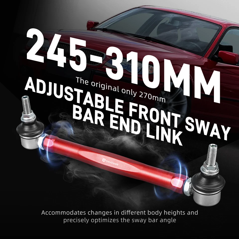 Aluminum Adjustable Front Sway Bar End Link Kit For BMW E46 323Ci 325Ci 330Ci - Imagem 2 de 4