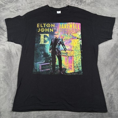 Gildan 2018 T-Shirt Mens Large Black Elton John Farewell Yellow Brick Road Tour
