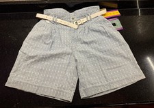 Vtg 90s NWT Misses Sz 16 LEE Lites Jean Shorts Pale Blue Embroidery Belt Yoke