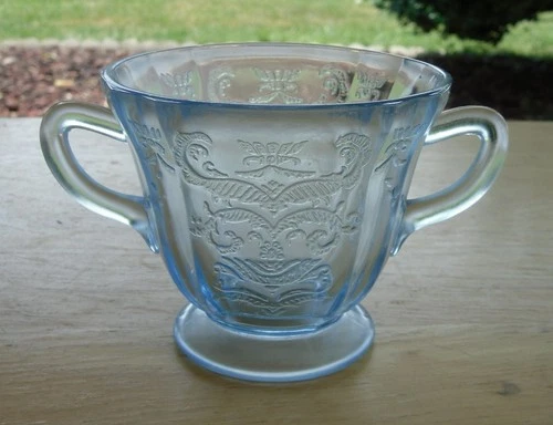 FEDERAL Depression Glass Blue Madrid Sugar Bowl