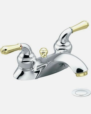 MOEN   Monticello 4'' Centerset Faucet 84206 Chrome Polished Brass Pop-Up Drain