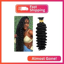 Boho Hair For Braiding Deep Wave Human Braiding Hair 110g 20 Inch 1b Color Bulk