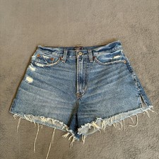 Abercrombie Fitch Annie Medium Blue Wash High Rise Mom Shorts Womens Size 26/2