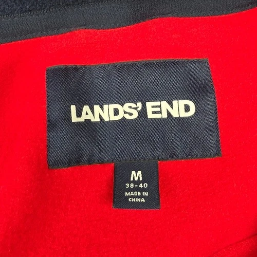 Lands End Mens Red Squall Waterproof Hooded Parka Jacket Medium 38-40 Fleece image 2