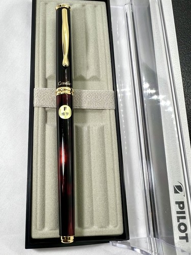 "Unused Item" PILOT Cavalier Fountain Pen Fine-Nib Black & Red Marble Pattern - Picture 2 of 24