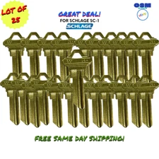 25 PER LOT! SCHLAGE BRASS SC1 ILCO KEY BLANKS Made in USA HOME OFFICE DOOR LOCKS