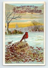 Hartshorn's Cough Balsalm Trade Card VTG Mileage Sign Red Bird Quack Medicine
