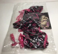 Seven Til Midnight Lingerie Bra Panty With Straps Lipstick Pattern Size Medium