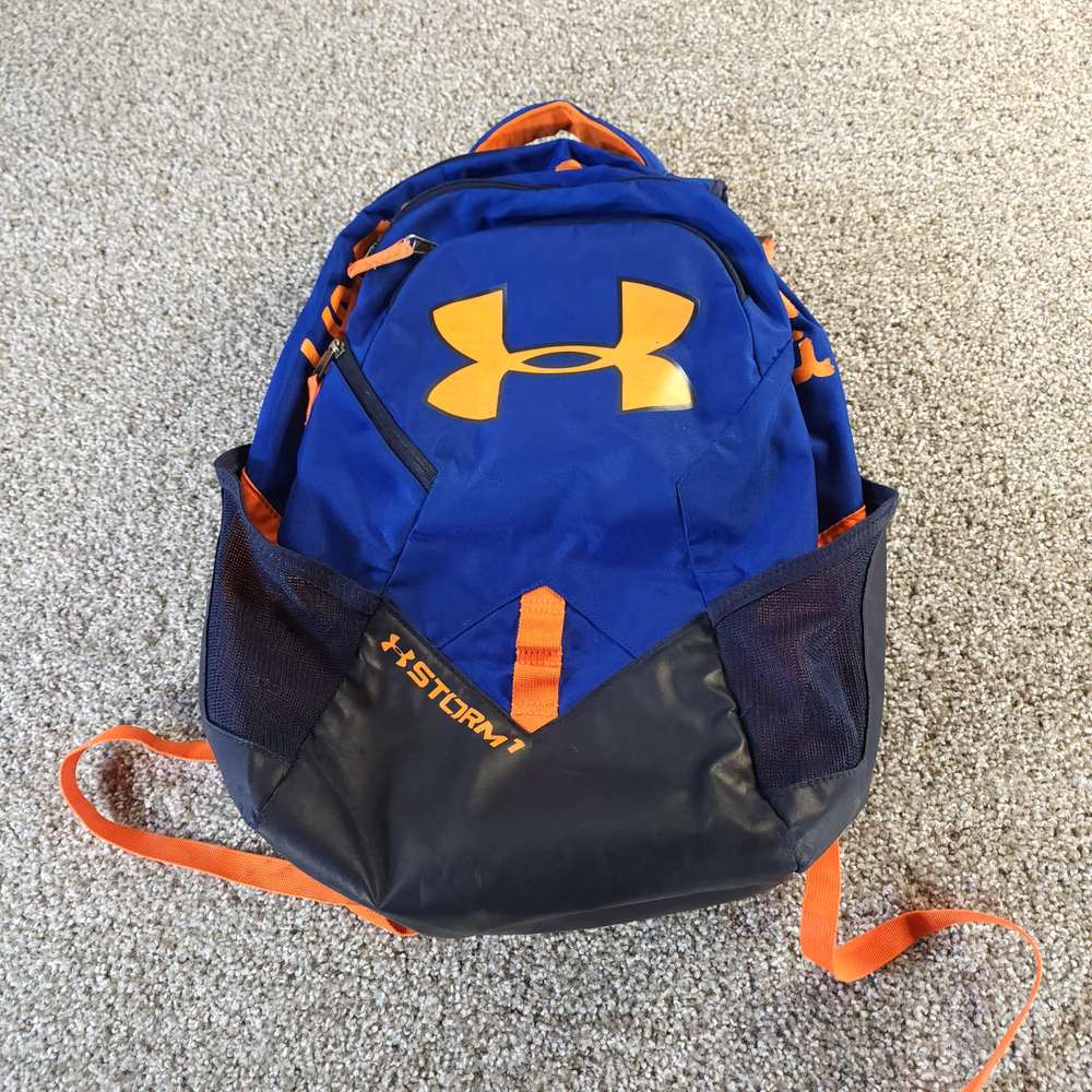 Under Armour Storm Unisex Backpack in Blue Orange with Padded Straps