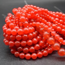 Red Jade Gemstone Round Beads 4mm, 6mm, 8mm, 10mm - 15" Strand