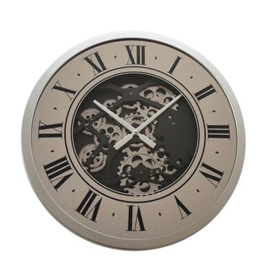 60cm römische Wanduhr rund 3D Zahnrad & Zahnräder Design Wanduhr bewegliche Zahnräder