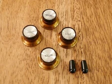 BELL HAT REFLECTOR CONTROL KNOB SET OF 4 SILVER AND AMBER WITH SWITCH TIPS