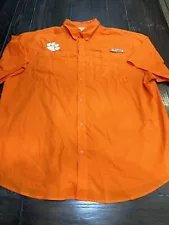 Clemson Columbia PFG Mens Shirt Size L Omni Shade Tiger Paw Performance Fishing