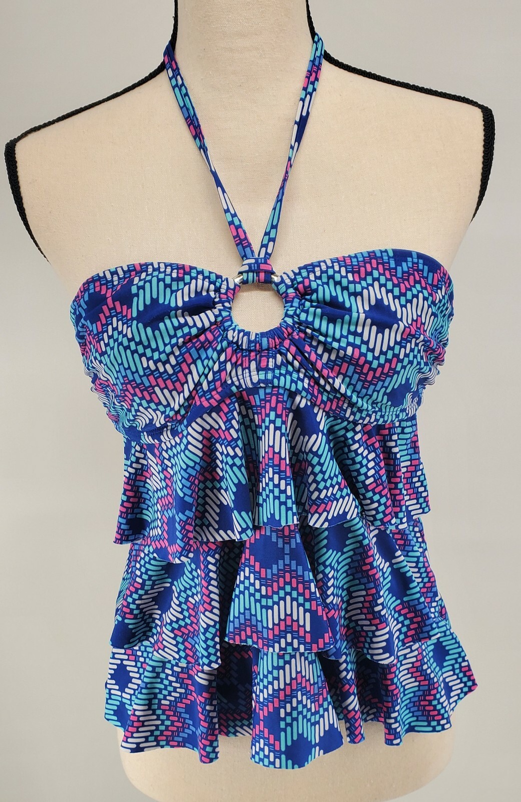COLLECTIONS BY CATALINA Tiered Ruffled TANKINI Backless TOP Size Small 4-6  | eBay