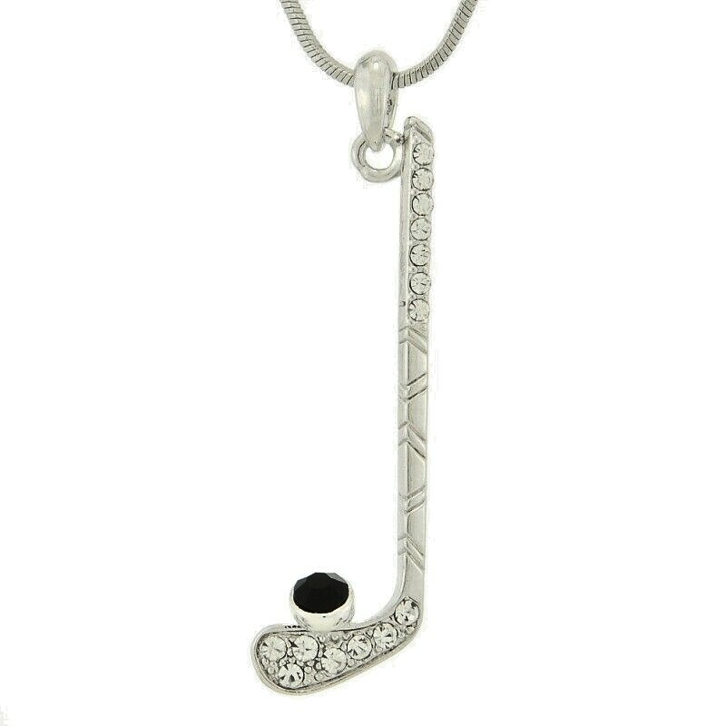 Swarovski Crystal Hockey Puck Pendant Necklace with 18-Inch Chain