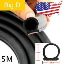 5M 16FT D_Shape Car Door Rubber Weather Seal Hollow Strip Weatherstrip Universal