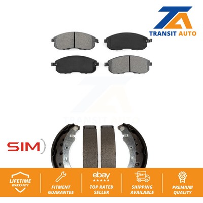 Front Rear Semi-Metallic Brake Pads & Drum Shoes Kit For 2013-2019 Nissan Sentra