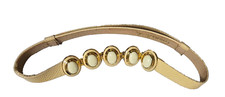 Alexis Kirk Cream Yellow Snakeskin Belt with Gold Plated Buckle