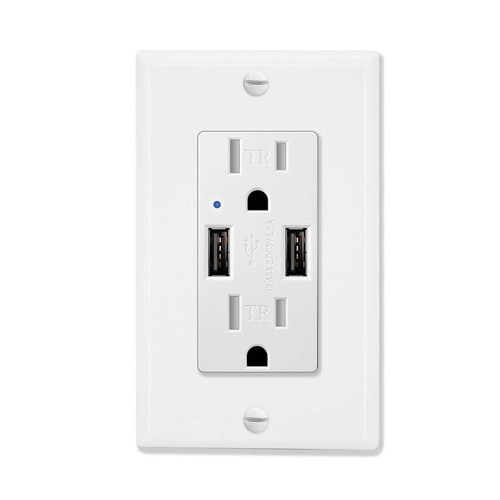 Cargador USB toma de pared tipo A y tipo C receptáculo dúplex resistente a la manipulación blanco - Imagen 21 de 24