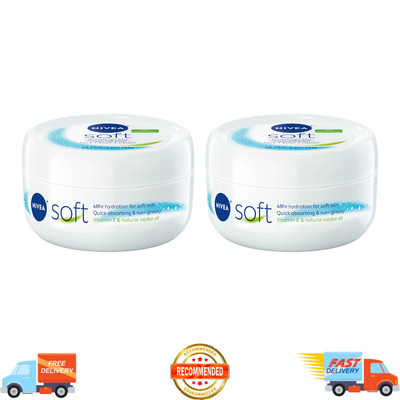 NIVEA Soft Refreshingly Soft Moisturizing Cream for Face, Body & Hands, 2 Pack
