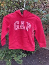 New Gap Girl's Red Hooded Sweatshirt - Pouch Pocket "- GAP" Size 5