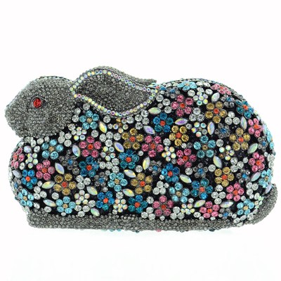 Crystal Rabbit Purse WOMEN'S Luxury Evening Bag HARD SHELL Crystal-Embellished Rabit Evening ...