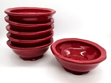 Princess House Red Berry Bowls Beaded Rim PAVILLION #6618 Set of 6