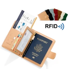 Slim Leather Travel Passport Wallet Holder RFID Blocking ID Card Case Cover US