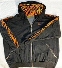 Aviator Nation Rock the Wild Hoodie Jacket Velour Tiger Stripe L Full Gold Zip