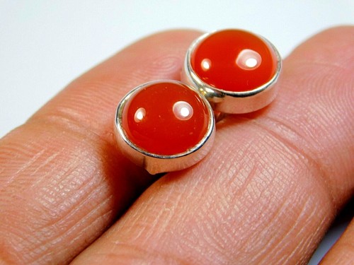 Aretes de calcedonia cornalina roja natural con plata de ley maciza 925 - Imagen 7 de 7