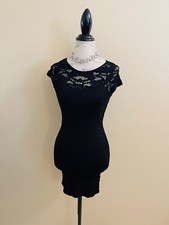 Women's Black Stretch Lace Mini Dress