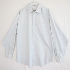 Pronto Uomo Shirt Mens 16.5 34/35 80s 2-Ply Non Iron Button Striped Long Sleeve