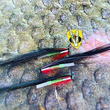 3 V Fly 1" Nylon Ultimate Aaroy KMO Sunray Salmon Tube Flies & Trebles     