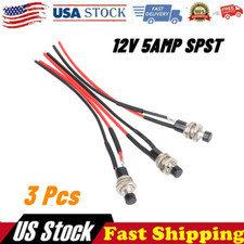 3 Pcs Mini Push Button Pre-Wired Momentary N/O OFF-ON Switch Plug 12V 5AMP SPST