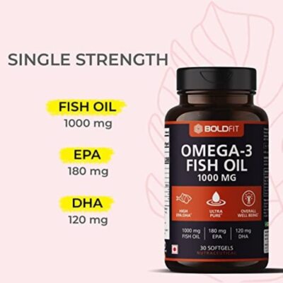 Boldfit Omega 3 Fischöl 1000mg Kapsel, 30 Kapseln