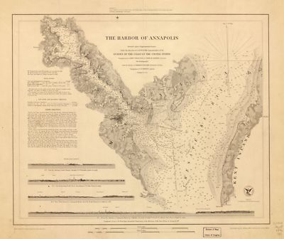 #ad 20quot; x 24quot; 1846 Map Of The Harbor Of Annapolis $59.99