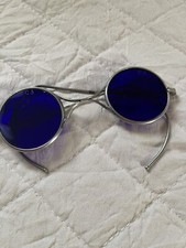 Antique Cobalt Blue Welding Safety Spectacles Glasses. C3