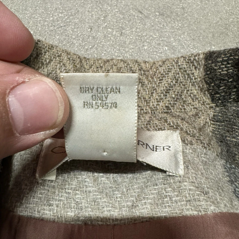 Blazer de esquina informal gris rosa a cuadros manta puntada chaqueta abrigo suroeste talla L Foto 3 de 4