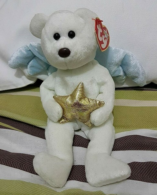 Ty Gold Star 2003 Angel Bear W Blue Wings 8 Beanie Baby MWMT for sale