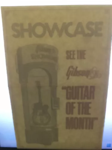 Vintage GIBSON SHOWCASE  ‘“Guitar of the Month” Logo Sticker Decal LARGE 8" x 4”