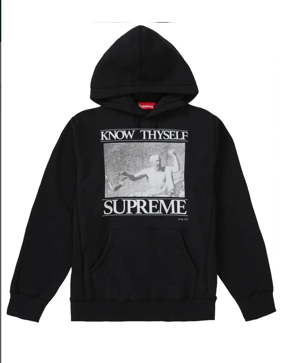 RARE 2019 SUPREME KNOW THYSELF SWEAT SHIRT À CAPUCHE DS noir moyen ss19
