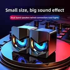 Wire Control Wired Small Speaker RGB Light Stereo Mini Speaker  Adult