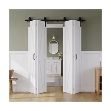 60" x 84" Bifold Sliding Barn Door, K Shaped Panel with Sliding Hardware Kit ...