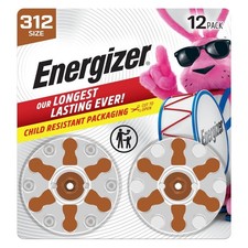 Energizer Size 312 Hearing Aid Batteries, Brown Tab Hearing Aid Batteries...