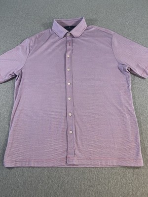 Hart Schaffner & Marx Red/Blue  Hartsoft Luxury Cotton Button Up Shirt Men s L
