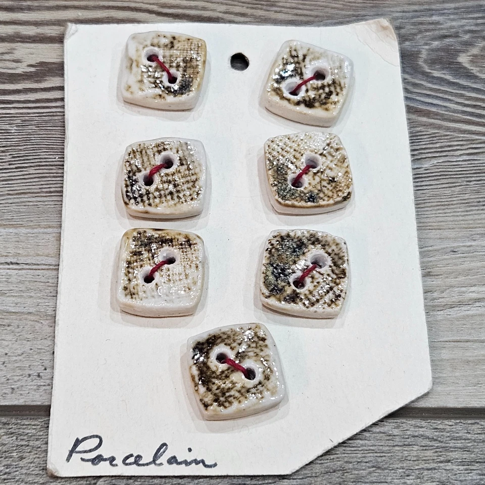 Grandma's 1970's Vintage Handmade 7 Ceramic Buttons 3/4 inch diameter - Image 2 of 2