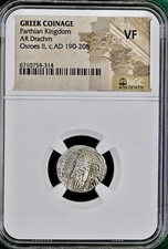 Silver Ancient Greek Parthian Kingdom 190AD-208AD NGC Graded Drachm Osroes II