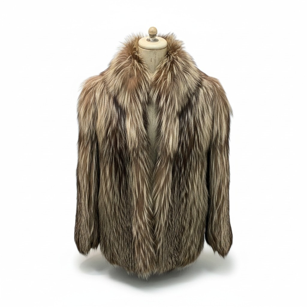 Brown Real Fur Coat Long Jacket Voluminous Thick Warm Size M/L from Japan