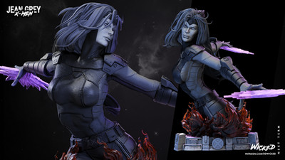 3D gedruckter 16K MARVEL WICKED - Jean Grey BustFan Made Maßstab 1:4